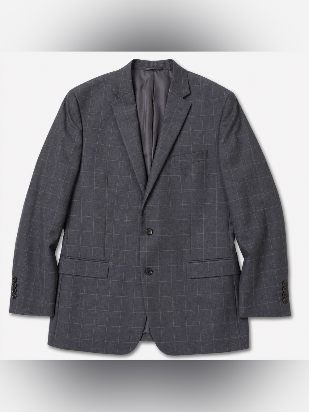 Lauren Ralph Lauren Mens 42L Gray Blue Check 100% Wool Blazer Sport Coat EUC